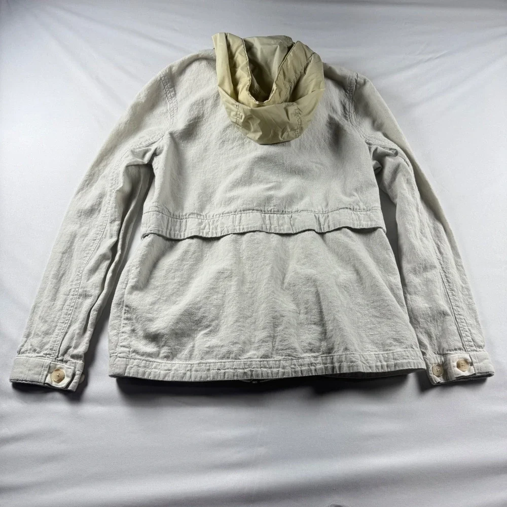 Abercrombie &‎ Fitch Womens XS Beige Utility Jacket Full Zip Drawstring Waist